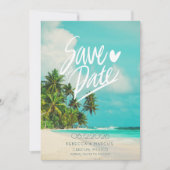 Tropische strandfotobestemming bruiloft save the date (Voorkant)