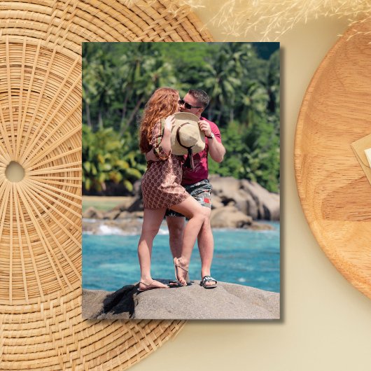 Tropische strandfotobestemming bruiloft save the date