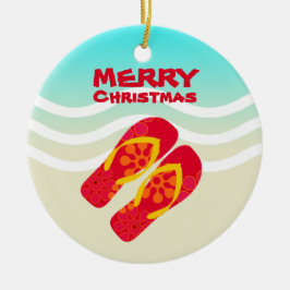 Tropische strandgolven Vrolijk kerstfeest Keramisch Ornament