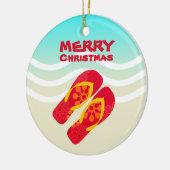Tropische strandgolven Vrolijk kerstfeest Keramisch Ornament (Links)