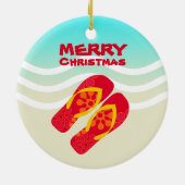 Tropische strandgolven Vrolijk kerstfeest Keramisch Ornament (Achterkant)
