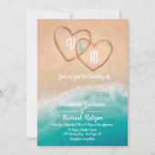 Tropische Strandharten in de Zandbruiloft Kaart (Voorkant)