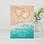 Tropische Strandharten in de Zandbruiloft Kaart (Staand voorkant)