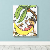 Tropische strandhaven hammock zomervakantie canvas afdruk (Insitu (Houten vloer))