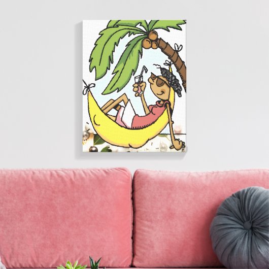 Tropische strandhaven hammock zomervakantie canvas afdruk (Insitu (Woonkamer))