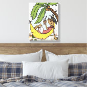 Tropische strandhaven hammock zomervakantie canvas afdruk (Insitu (Slaapkamer))