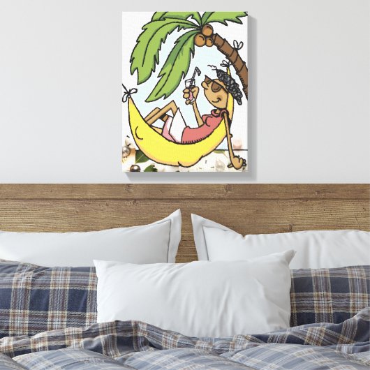 Tropische strandhaven hammock zomervakantie canvas afdruk (Insitu (Slaapkamer))