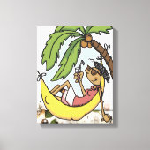 Tropische strandhaven hammock zomervakantie canvas afdruk (Voorkant)