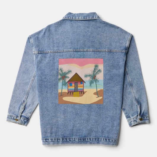 Tropische strandhut denim jacket (Achterkant)