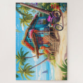🌅Tropische strandhut Legpuzzel (Verticaal)