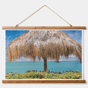Tropische strandhut muurkunst kustdecoratie hangend wandkleed
