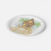 Tropische strandhut surfplanken en palmbomen papieren bordje (Gekanteld)