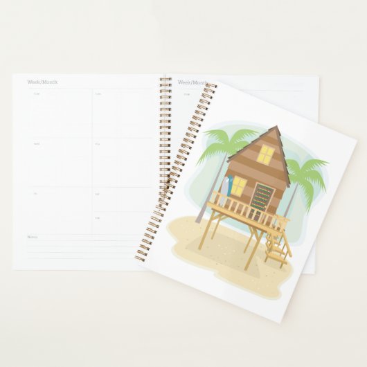 Tropische strandhut surfplanken en palmbomen planner (Display)