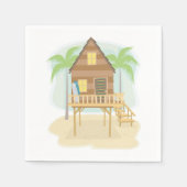 Tropische strandhut surfplanken en palmbomen servet (Voorkant)