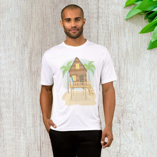 Tropische strandhut surfplanken en palmbomen t-shirt