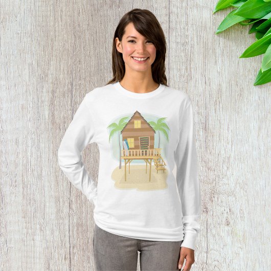 Tropische strandhut surfplanken en palmbomen t-shirt