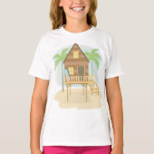Tropische strandhut surfplanken en palmbomen t-shirt (Voorkant)