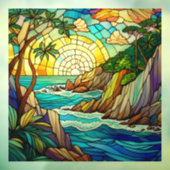 tropische strandkliffen 2 glas in lood kunst raamsticker (Vel 3)