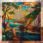 tropische strandkliffen 2 glas in lood kunst raamsticker (Vel 2)