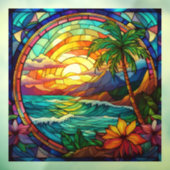 Tropische strandkliffen gebrandschilderde glaskuns raamsticker (Vel 3)