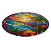 Tropische strandkliffen gebrandschilderde glaskuns snijplank (Hoek)