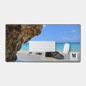 Tropische strandkust met een Big Rock Bureaumat (Keyboard & Muis)