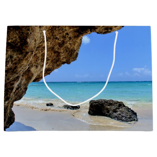 Tropische strandkust met een Big Rock Groot Cadeauzakje (Voorkant)