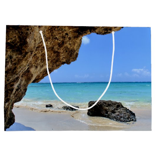 Tropische strandkust met een Big Rock Groot Cadeauzakje (Achterkant)