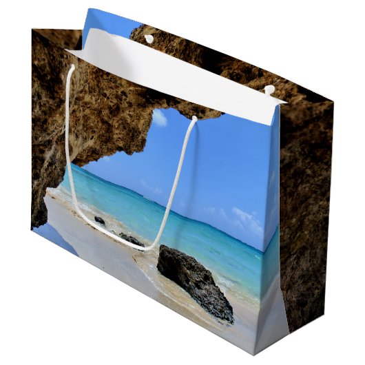 Tropische strandkust met een Big Rock Groot Cadeauzakje (Voorkant Gekanteld)