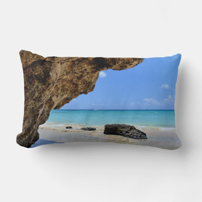 Tropische strandkust met een Big Rock Kussen (Voorkant)