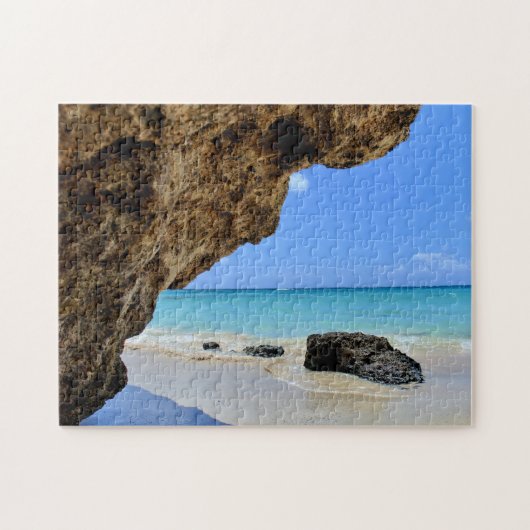 Tropische strandkust met een Big Rock Legpuzzel (Horizontaal)
