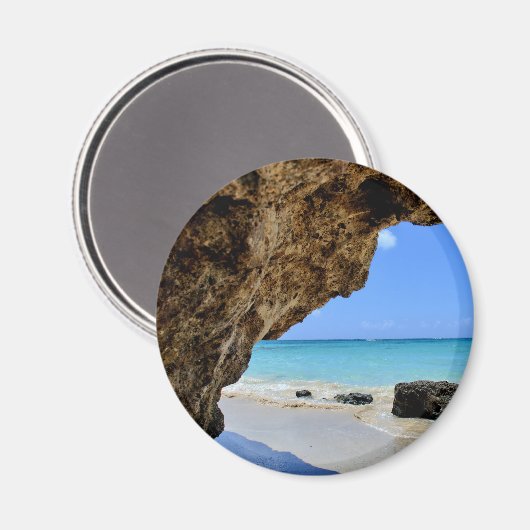 Tropische strandkust met een Big Rock Magneet (Voorkant / Achterkant)
