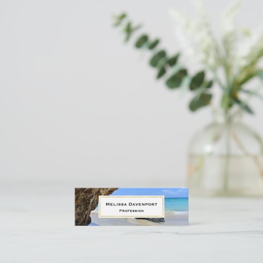 Tropische strandkust met een Big Rock Mini Visitekaartje (Staand voorkant)