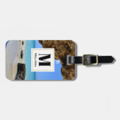 Tropische strandkust met een Big Rock Monogram Bagagelabel (Voorkant horizontaal)