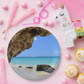 Tropische strandkust met een Big Rock Papieren Bordje (Feest)