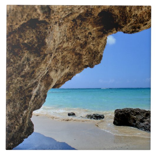 Tropische strandkust met een Big Rock Tegeltje (Voorkant)