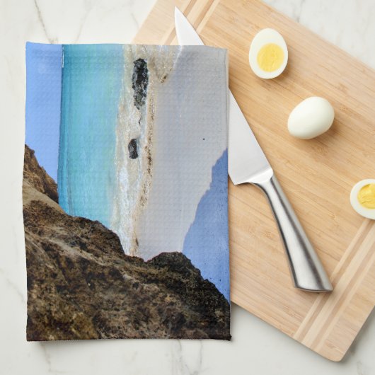 Tropische strandkust met een Big Rock Theedoek (Quarter Fold)