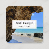 Tropische strandkust met een Big Rock Vierkante Visitekaartje (Voorkant)