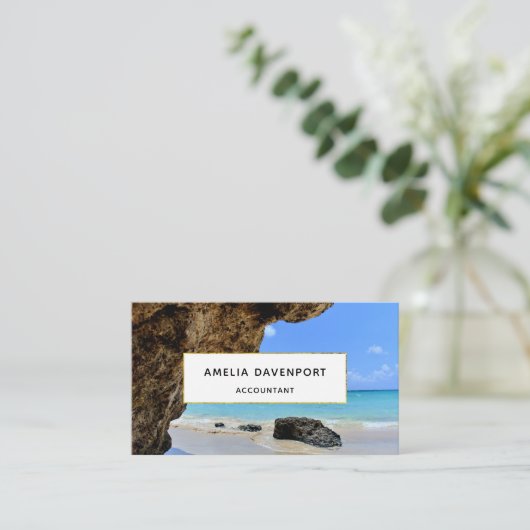 Tropische strandkust met een Big Rock Visitekaartje (Staand voorkant)