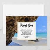Tropische strandkust met een grote rots dank u bedankkaart (Voorkant / Achterkant)