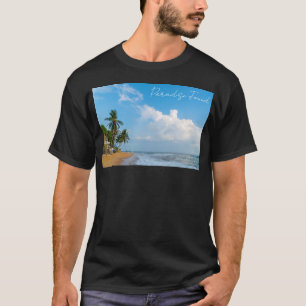 Tropische strandkustlijn en palmen zeezicht t-shirt