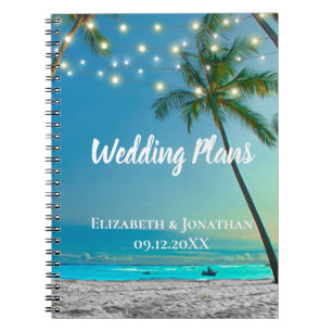 Tropische strandlantaarns palms bruiloft plannen notitieboek
