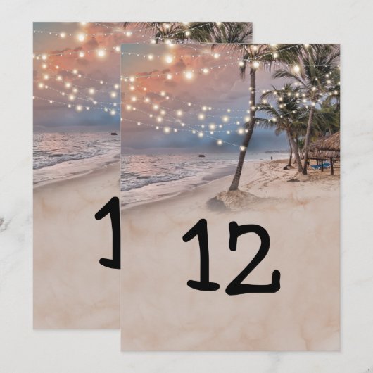 Tropische Strandlichten 5x7 Tafelnummer (Voorkant / Achterkant)