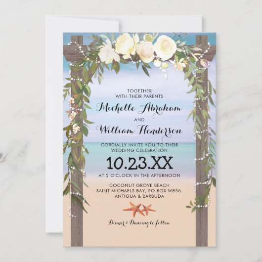 Tropische strandlucifers bruiloft kaart (Voorkant)