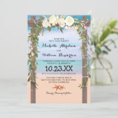 Tropische strandlucifers bruiloft kaart (Staand voorkant)