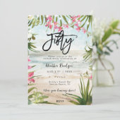 Tropische strandorchideeën 50ste verjaardagsfeestj kaart (Staand voorkant)