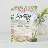 Tropische strandorchideeën 70e verjaardagsfeestje kaart (Staand voorkant)