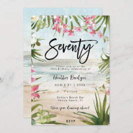 Tropische strandorchideeën 70e verjaardagsfeestje kaart