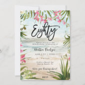 Tropische strandorchideeën 80ste verjaardagsfeestj kaart (Voorkant)