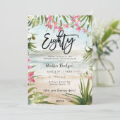 Tropische strandorchideeën 80ste verjaardagsfeestj kaart (Staand voorkant)